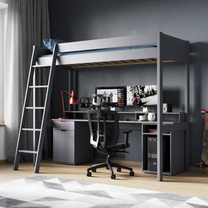 Noomi Tera Solid Wood Small Single Gaming High Sleeper Bed | FSC-Certified noomi Grey Bendy LED Bunky Light (White) +£29.99