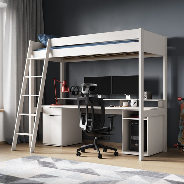 Noomi Tera Solid Wood Small Single Gaming High Sleeper Bed | FSC-Certified noomi White Bendy LED Bunky Light (White) +£29.99