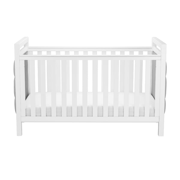 Velvet Deluxe Cot Bed - White | Luxurious White Velvet, Converts to Toddler Bed babymore