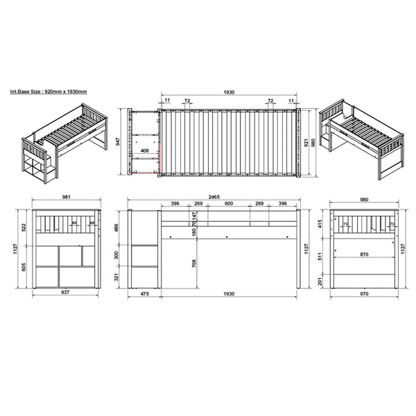 Flair Grey Charlie Mid Sleeper Cabin Bed Set With Desks & Drawers | Space-Saving flair