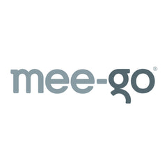 mee-go logo; blueish grey text on white background
