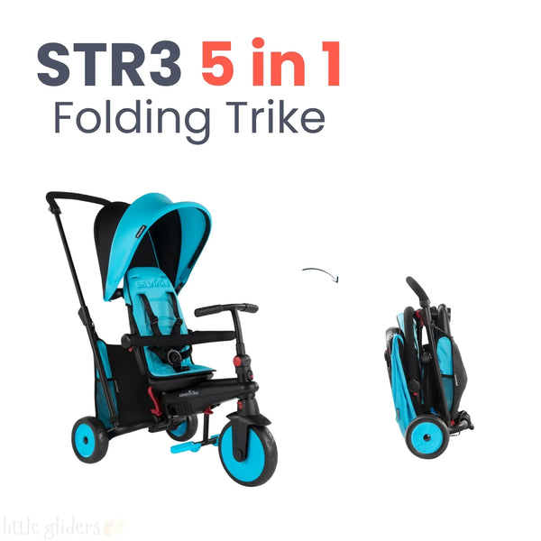 smarTrike 5-in-1 STR™3 Folding Stroller Trike Blue | Ages 10 Months to 3 Years smartrike
