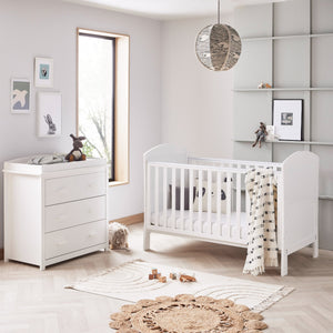 Babymore Aston 2 Piece Nursery Set | Drop Side Cot Bed & Chest Changer with Storage - Little Gliders