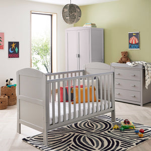 Babymore Aston 3 Piece Nursery Furniture Set | Drop Side Cot Bed, Chest Changer & Wardrobe - Little Gliders