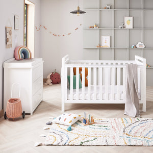 Babymore Velvet Deluxe 2 Piece Nursery Furniture Set | Velvet Cot Bed & Chest Changer - Little Gliders