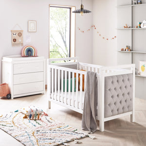 Babymore Velvet Deluxe 2 Piece Nursery Furniture Set | Velvet Cot Bed & Chest Changer - Little Gliders