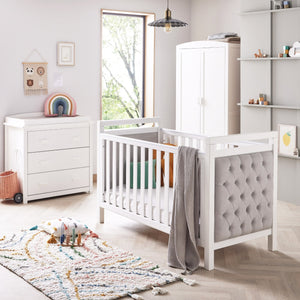 Babymore Velvet Deluxe 3 Piece Nursery Furniture Set | Velvet Cot Bed, Chest Changer & Wardrobe - Little Gliders