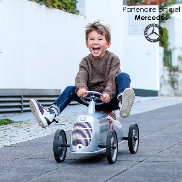 Baghera Mercedes W25 Silver Arrow Ride-On Car – Vintage Push Toy | Ages 2+ baghera