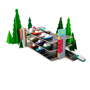 Candylab Magnetic Parking Garage – Solid Wood Organiser for CANDYCAR® | Ages 3+ Wooden Toy Candylab