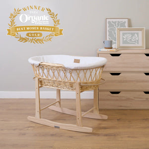 Clair de Lune Organic Natural Wicker Moses Basket – Sustainable & Breathable | Ages 0-9M clair de lune 
