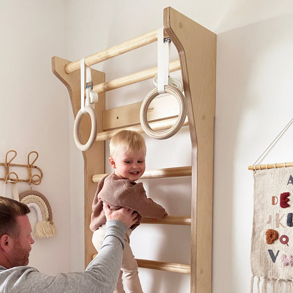 FitWood TAIMI MINI Wall Bars for Kids - Sustainable Birch Wood | 3 Years + fitwood