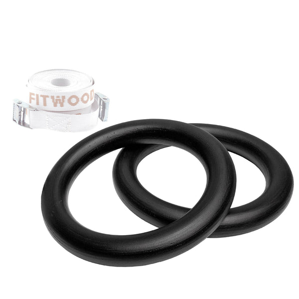 FitWood ULPU MINI Gym Rings – Kids' Gymnastic Rings for Strength, Balance & Fun | 3 Years+ fitwood Black Rings | White Straps