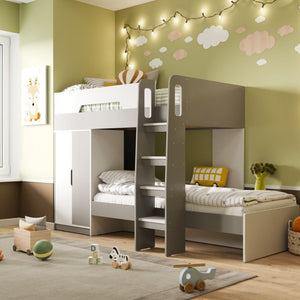 Flair Benito Bunk Bed with Wardrobe | White & Grey Space-Saving Bed flair 