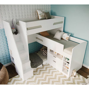 Flair Furnishings Oscar Staircase Triple Bunk Bed with Storage | Space-Saving Design - Little Gliders