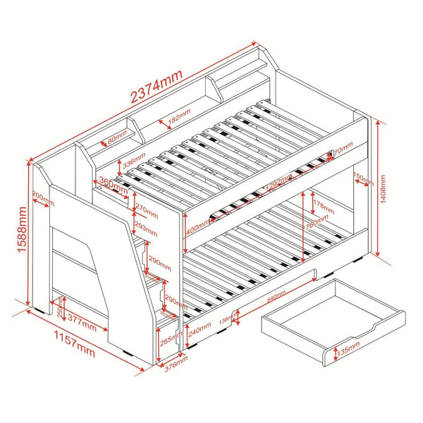 Flair Furnishings Slick Staircase Bunk Bed | With Storage Bunk flair 