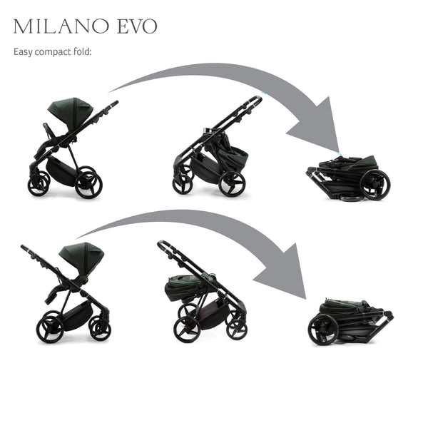 Mee-go Milano Evo All-in-One | Complete Travel System with Carrycot, Car Seat & ISOFIX Base meego