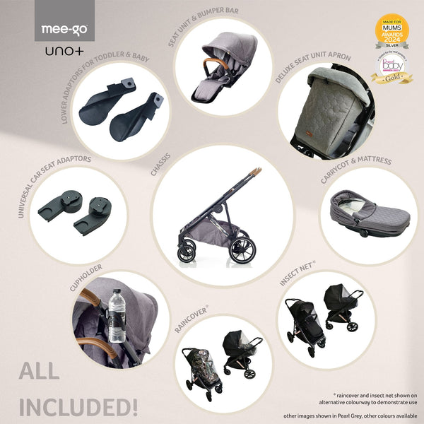 Mee-go Uno+ 3-in-1 Pushchair | Complete Travel System with Car Seat & Carrycot – One or Two Children - Little Gliders