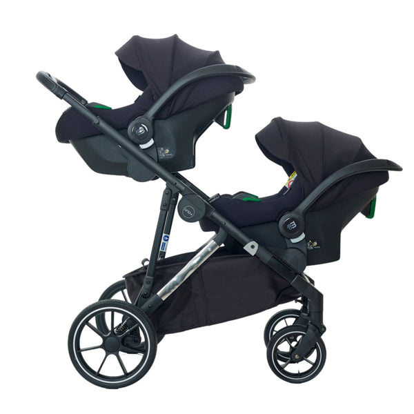 Mee-go Uno+ Twin All-in-One Pushchair | Complete Twin Travel System with Car Seat & ISOFIX – for Two Children - Little Gliders