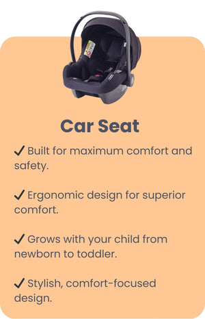 Ergonomic car seat built for maximum comfort and safety, grows with your child from newborn to toddler with a stylish, comfort-focused design.