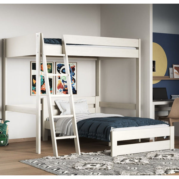 Noomi Tera Small Double High Sleeper with Small Double L-Shaped Bed | FSC-Certified Bunk Bed noomi White