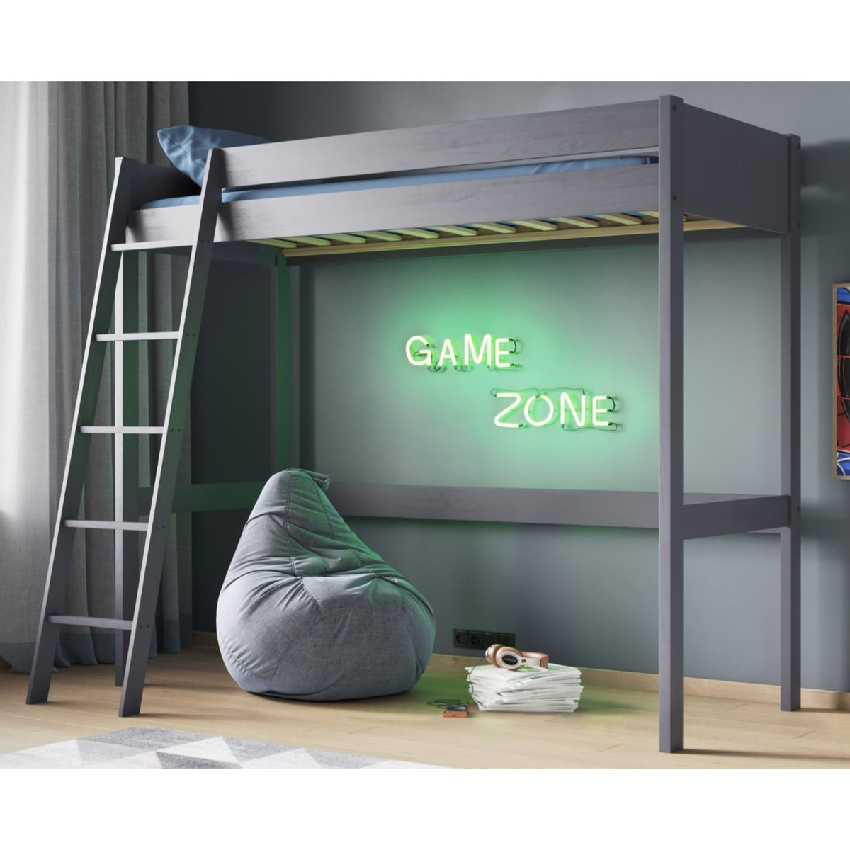 Noomi Tera High Sleeper Space Saver Loft Bed Frame | Little Gliders