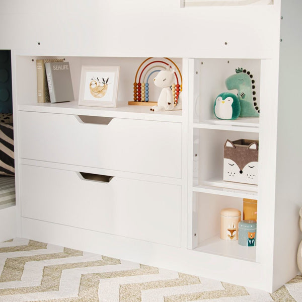 Flair Furnishings Oscar Staircase Triple Bunk Bed with Storage | Space-Saving Design flair