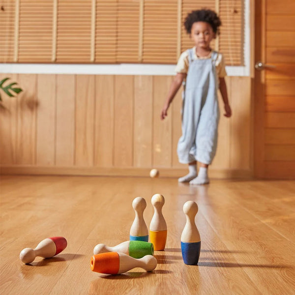 PlanToys Bowling Set | Sustainable Wooden Bowling Game for Kids | Ages 3+ Wooden Toy PlanToys