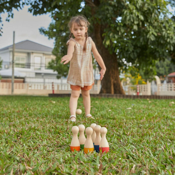 PlanToys Bowling Set | Sustainable Wooden Bowling Game for Kids | Ages 3+ Wooden Toy PlanToys
