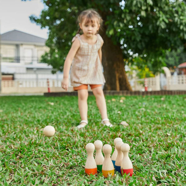 PlanToys Bowling Set | Sustainable Wooden Bowling Game for Kids | Ages 3+ Wooden Toy PlanToys