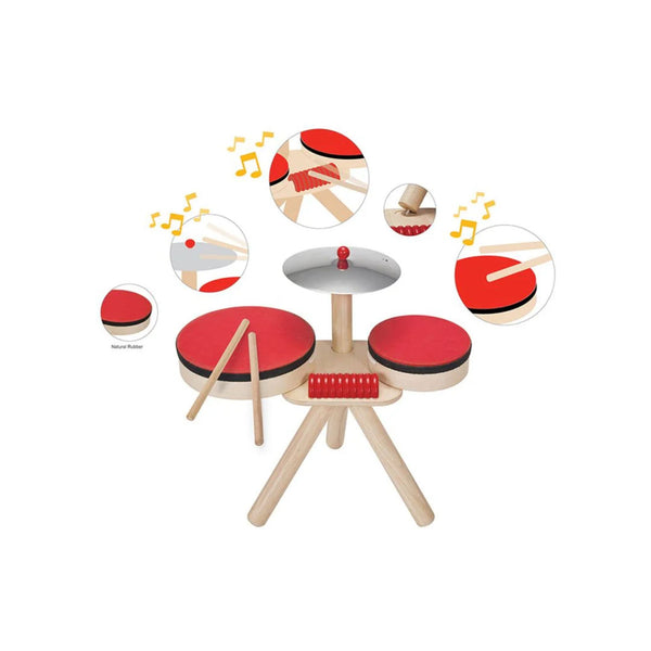 PlanToys Musical Band Set – Wooden Toddler Drum Kit & Percussion | Ages 3+ Wooden Toy PlanToys