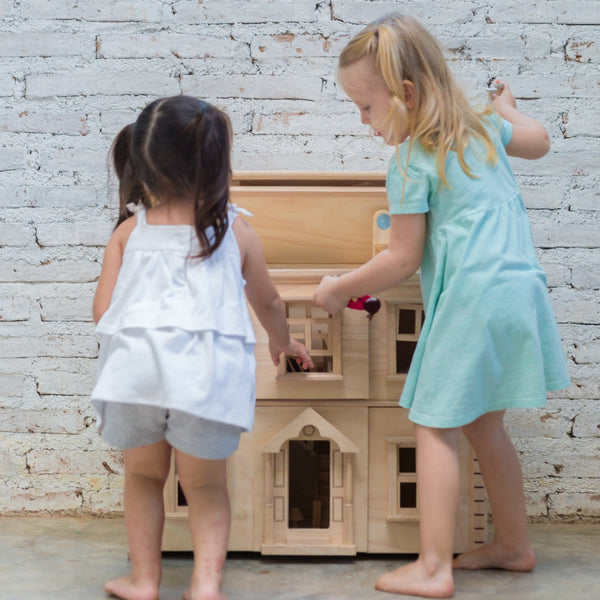 PlanToys Victorian Dollhouse – Sustainable Three-Storey Wooden Playhouse | Ages 3+ Wooden Toy PlanToys