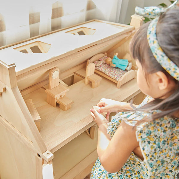 PlanToys Victorian Dollhouse – Sustainable Three-Storey Wooden Playhouse | Ages 3+ Wooden Toy PlanToys