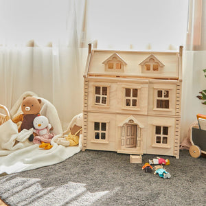 PlanToys Victorian Dollhouse – Sustainable Three-Storey Wooden Playhouse | Ages 3+ Wooden Toy PlanToys