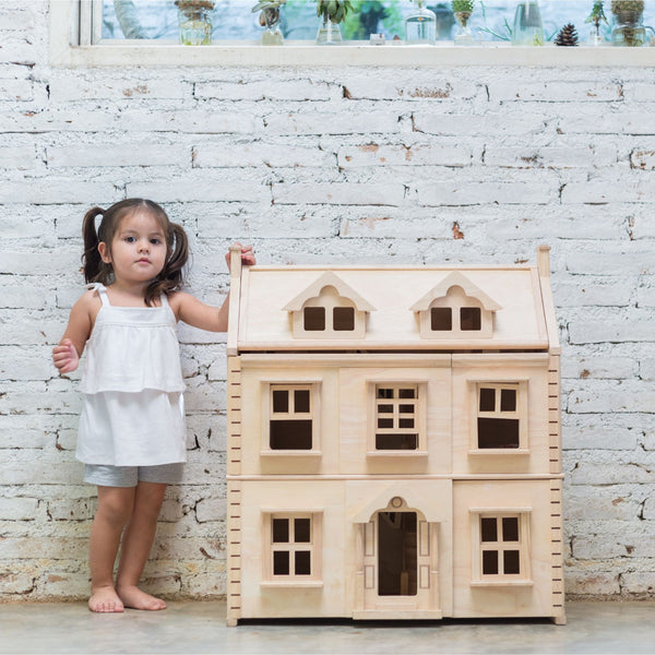 PlanToys Victorian Dollhouse – Sustainable Three-Storey Wooden Playhouse | Ages 3+ Wooden Toy PlanToys