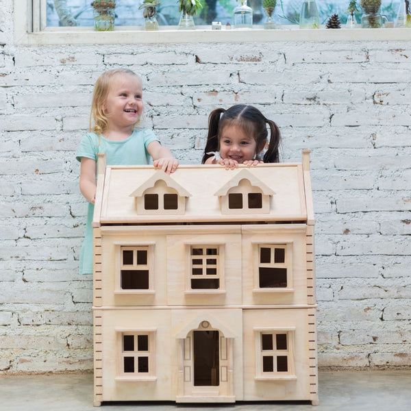 PlanToys Victorian Dollhouse – Sustainable Three-Storey Wooden Playhouse | Ages 3+ Wooden Toy PlanToys