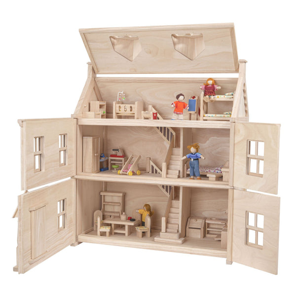 PlanToys Victorian Dollhouse – Sustainable Three-Storey Wooden Playhouse | Ages 3+ Wooden Toy PlanToys