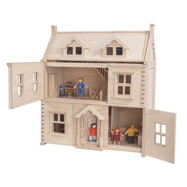 PlanToys Victorian Dollhouse – Sustainable Three-Storey Wooden Playhouse | Ages 3+ Wooden Toy PlanToys