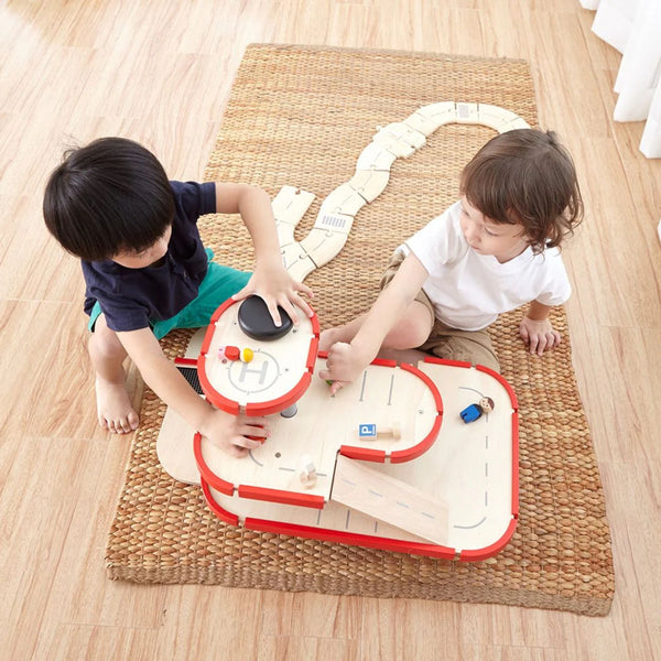 PlanToys Wooden Parking Garage – 3-Storey Eco Car Park Playset | Ages 3+ Wooden Toy PlanToys