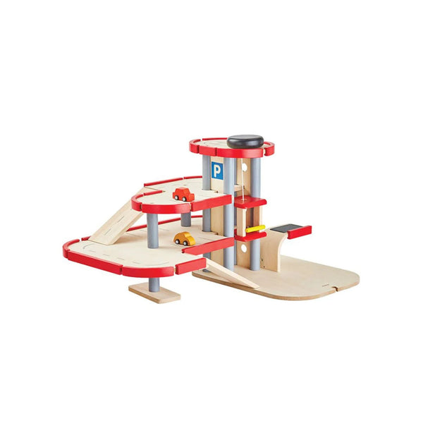 PlanToys Wooden Parking Garage – 3-Storey Eco Car Park Playset | Ages 3+ Wooden Toy PlanToys