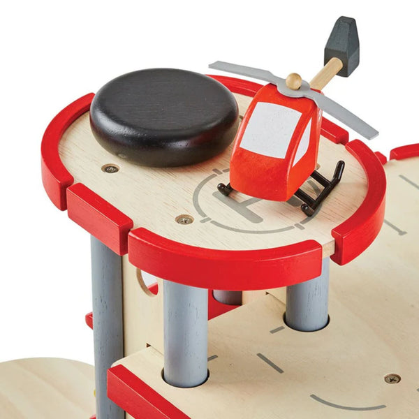PlanToys Wooden Parking Garage – 3-Storey Eco Car Park Playset | Ages 3+ Wooden Toy PlanToys