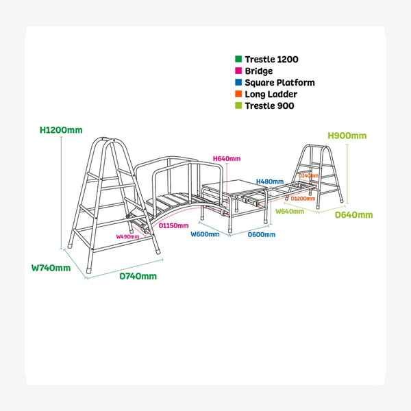 Wisdom Play Gym Set 4 – Outdoor Climbing & Balance Set for Kids | Ages 3-11 wisdom 